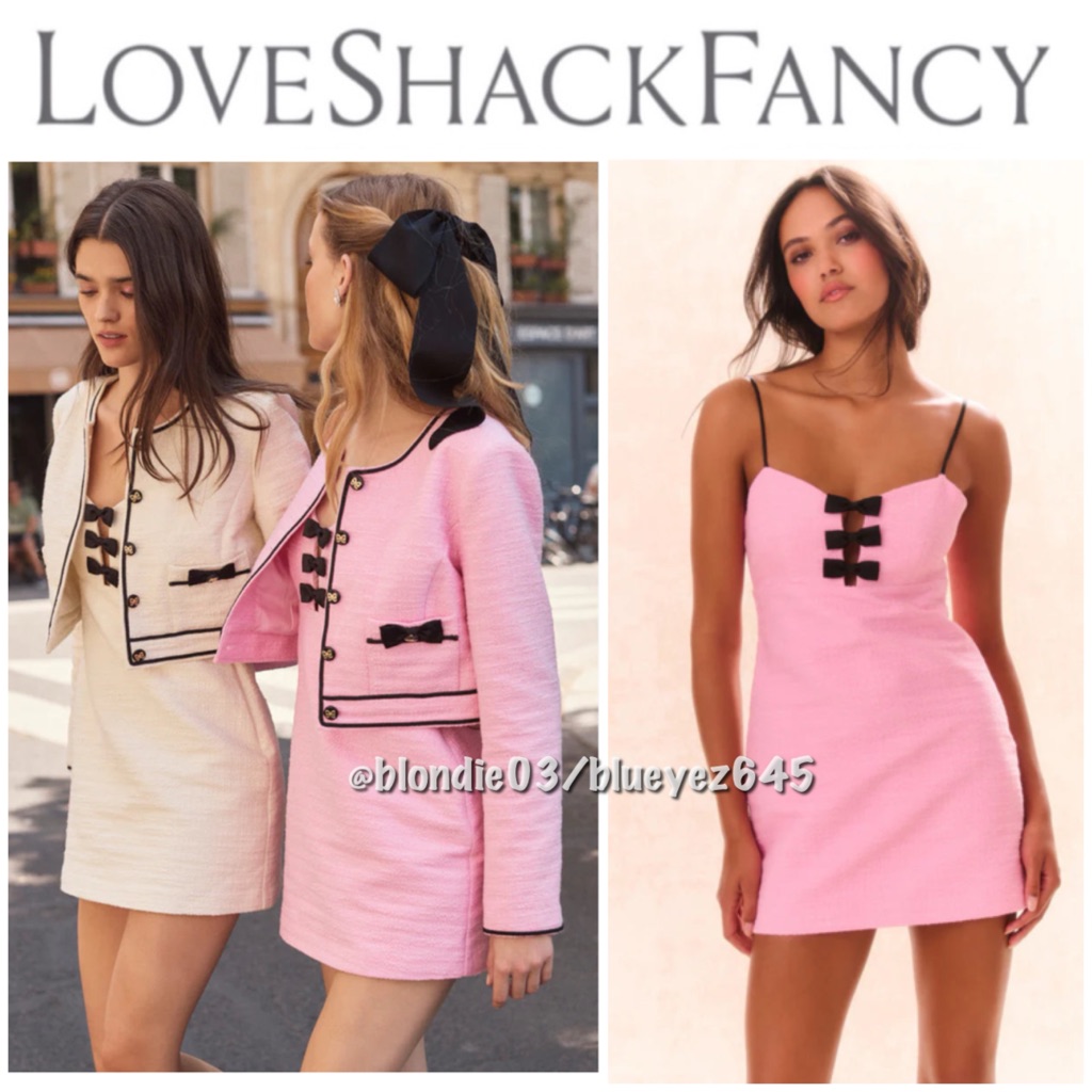 Loveshackfancy “Adelaide” Tweed Dress In Pink 2